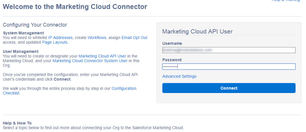 Salesforce Marketing Cloud Connect Integration: Marketing Cloud API User